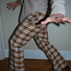 Disco Pants VINTAGE 1970s Bellbottom Plaid is Rad